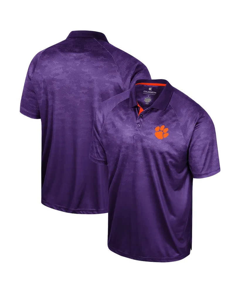 Men's Colosseum Purple Clemson Tigers Honeycomb Raglan Polo Shirt