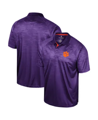 Men's Colosseum Purple Clemson Tigers Honeycomb Raglan Polo Shirt