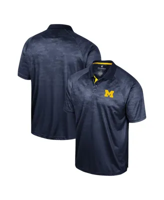 Men's Colosseum Navy Michigan Wolverines Honeycomb Raglan Polo Shirt