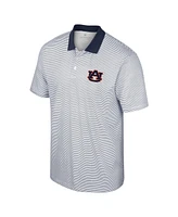 Men's Colosseum White, Navy Auburn Tigers Print Stripe Polo Shirt