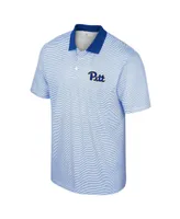 Men's Colosseum White, Royal Pitt Panthers Print Stripe Polo Shirt