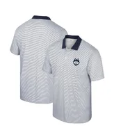 Men's Colosseum White UConn Huskies Print Stripe Polo Shirt