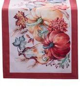 Elrene Botanical Harvest Pumpkin Engineered Table Runner, 13" x 70"