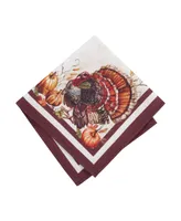 Elrene Autumn Heritage Turkey Engineered Napkins, Set of 4, 17" x 17"