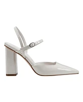 Marc Fisher Women's Doster Block Heel Pointy Toe Dress Pumps - Ivory Patent