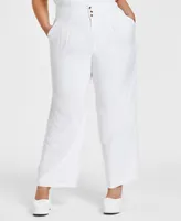 Bar Iii Plus High Rise Pleated Wide-Leg Pants, Created for Macy's