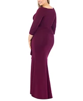 Xscape Plus Side-Ruffle Ruched Gown
