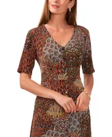 Msk Women's Printed Button-Front Midi Dress