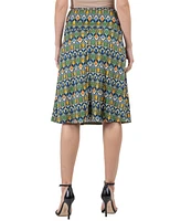 24seven Comfort Apparel Women's Elastic Waist Knee Length Skirt