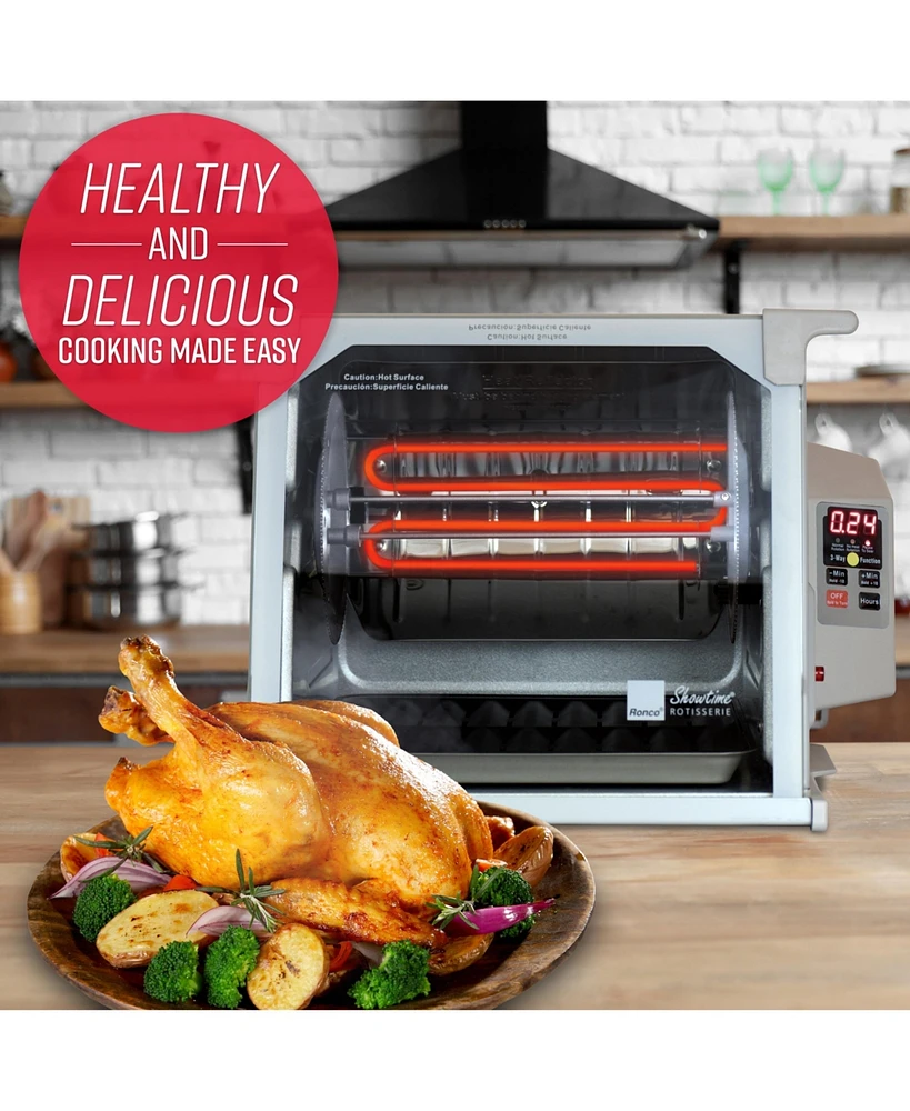 Ronco Digital Rotisserie Oven, Platinum Digital Design, Large Capacity (15lbs) Countertop Oven, Multi-Purpose Basket for Versatile Cooking