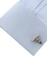 Ox & Bull Trading Co. Men's Antique-like Stainless Steel Carved Cow's Skull Cufflinks