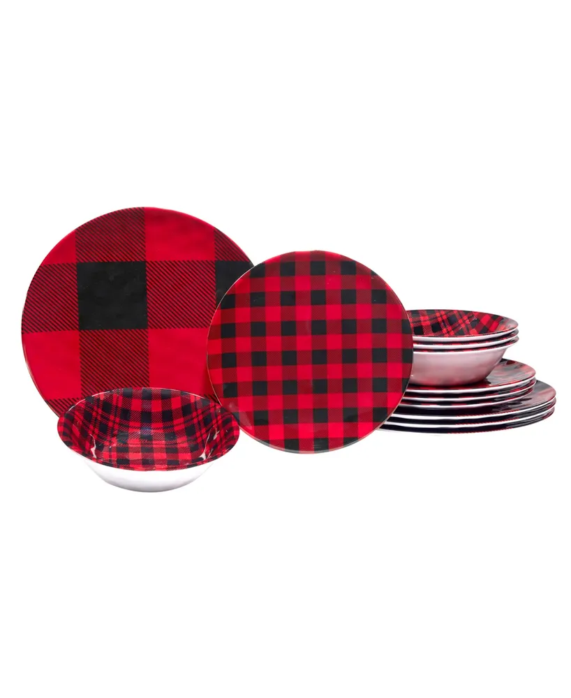 Certified International Buffalo Plaid 12 Piece Dinnerware Set, Service for 4