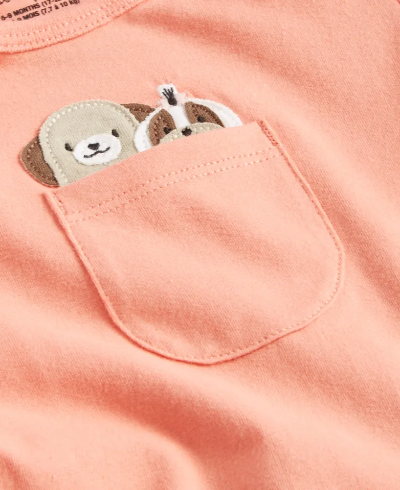 First Impressions Baby Girls Dog Pocket Bodysuit, Created for Macy's