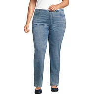 Lands' End Plus Starfish Mid Rise Knit Denim Straight Jeans