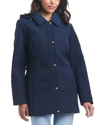 Jones New York Women's Hooded Quilted Coat