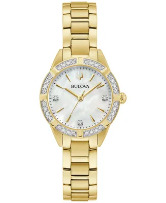 Bulova Women's Classic Sutton Diamond (1/20 ct. t.w.) Gold-Tone Stainless Steel Bracelet Watch 28mm - Gold