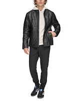 Dkny Men's Leather Racer Jacket