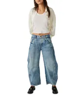 Free People Women's We The Free Good Luck Mid-Rise Barrel Jeans