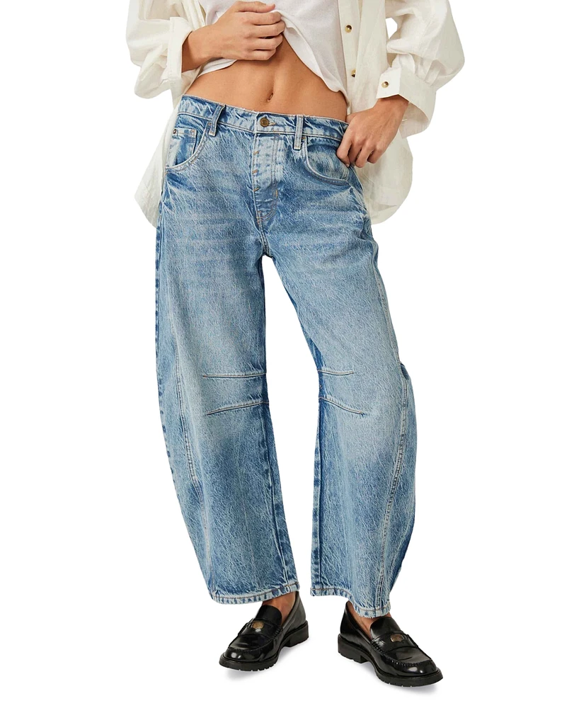 Free People Women's We The Free Good Luck Mid-Rise Barrel Jeans