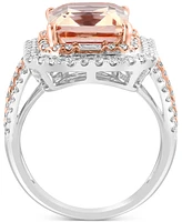 Effy Limited Edition Morganite (4-7/8 ct. t.w.) & Diamond (1 ct. t.w.) Ring in 14k White & Rose Gold