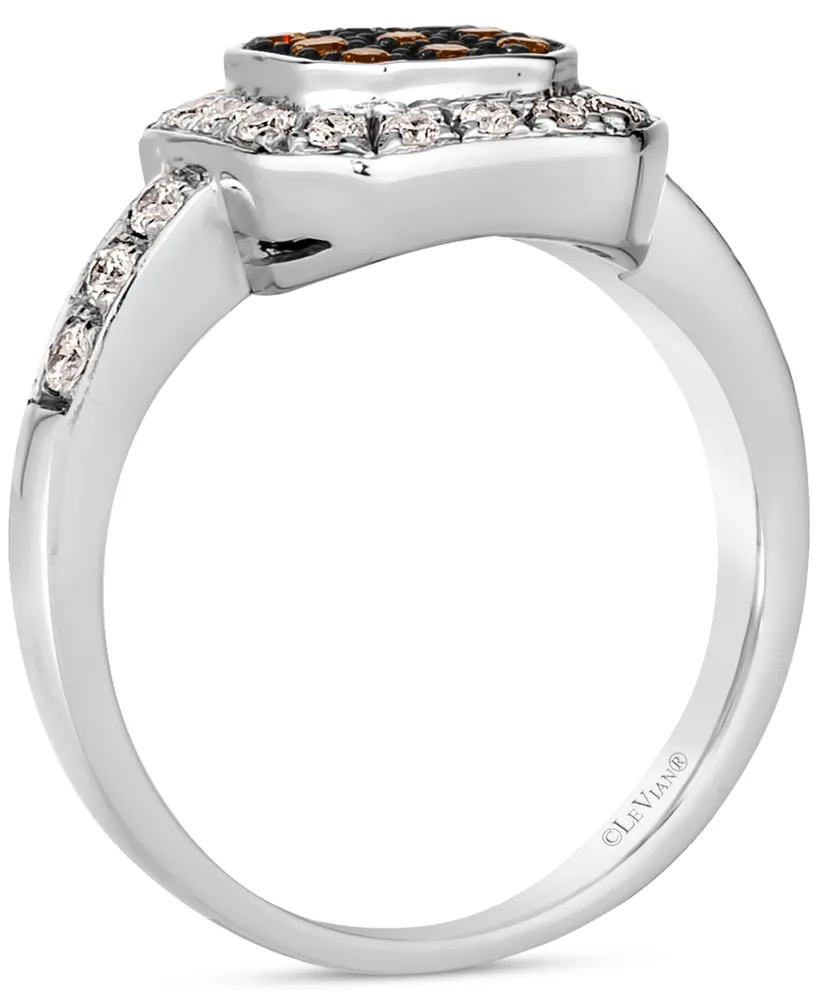 Le Vian Chocolate Diamond & Nude Diamond Halo Cluster Ring (1/2 ct. t.w.) in 14k White Gold