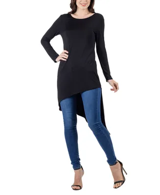 24seven Comfort Apparel Women's Long Sleeve Knee Length Tunic Top