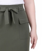 Ny Collection Petite Slim Belted Scuba Crepe Skirt