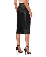 CeCe Women's Faux-Leather Midi Skirt