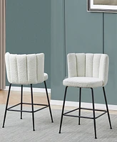 Best Master Furniture Elegante 37" Boucle Counter Height Stools, Set of 2