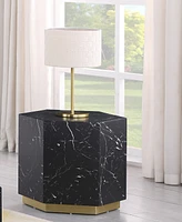 Best Master Furniture Zhuri 20" Faux Marble Hexagon End Table