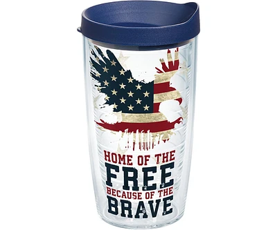 Tervis Tumbler Tervis Home of the Free Because of the Brave Made in Usa Double Walled Insulated Tumbler Travel Cup Keeps Drinks Cold & Hot, 16oz, Clas