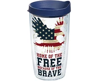 Tervis Tumbler Tervis Home of the Free Because of the Brave Made in Usa Double Walled Insulated Tumbler Travel Cup Keeps Drinks Cold & Hot, 16oz, Clas