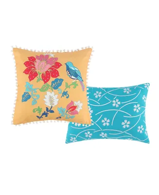Greenland Home Fashions Thalia Embellished Decorative Pillow Set, 18" x 18" & 14" x 20"