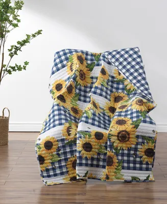 Greenland Home Fashions Sunflower Reversible Gingham Throw, 50" x 60"