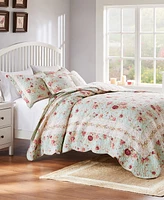 Greenland Home Fashions Antique-Like Rose 100% Cotton Reversible Piece Quilt Set