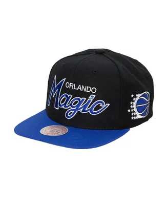 Men's Mitchell & Ness Black Orlando Magic Hardwood Classics Mvp Team Script 2.0 Snapback Hat