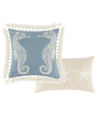 Greenland Home Fashions Atlantis Embellished Decorative Pillow Set, 12" x 20" & 18" x 18"