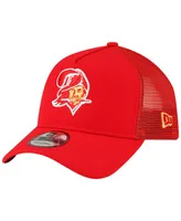 Men's New Era Red Tampa Bay Buccaneers Throwback Logo A-Frame Trucker 9FORTY Adjustable Hat