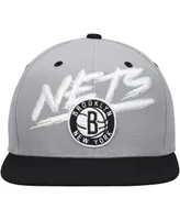 Men's Mitchell & Ness Gray, Black Brooklyn Nets Hardwood Classics Soul Transcript Snapback Hat