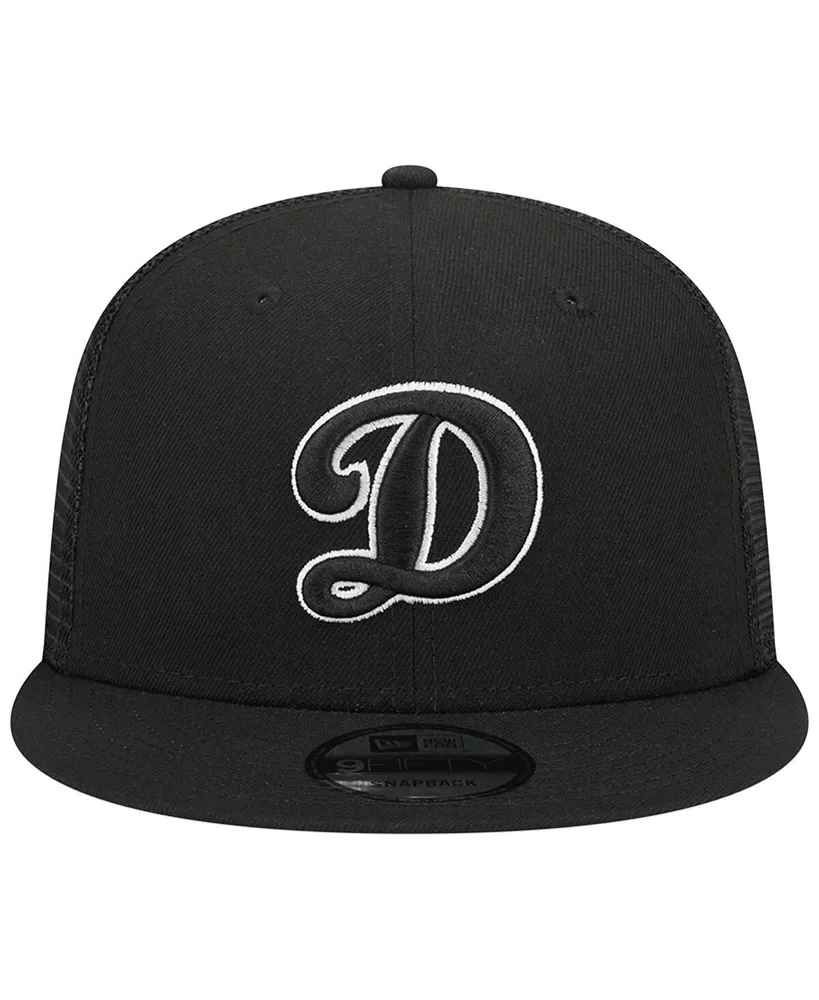 Men's New Era Black Los Angeles Dodgers Letter Trucker 9FIFTY Snapback Hat