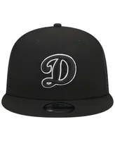 Men's New Era Black Los Angeles Dodgers Letter Trucker 9FIFTY Snapback Hat