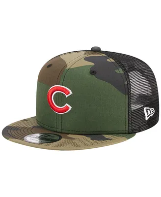 Men's New Era Camo Chicago Cubs Woodland Camo Trucker 9FIFTY Snapback Hat
