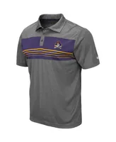 Men's Colosseum Heathered Charcoal Ecu Pirates Smithers Polo Shirt