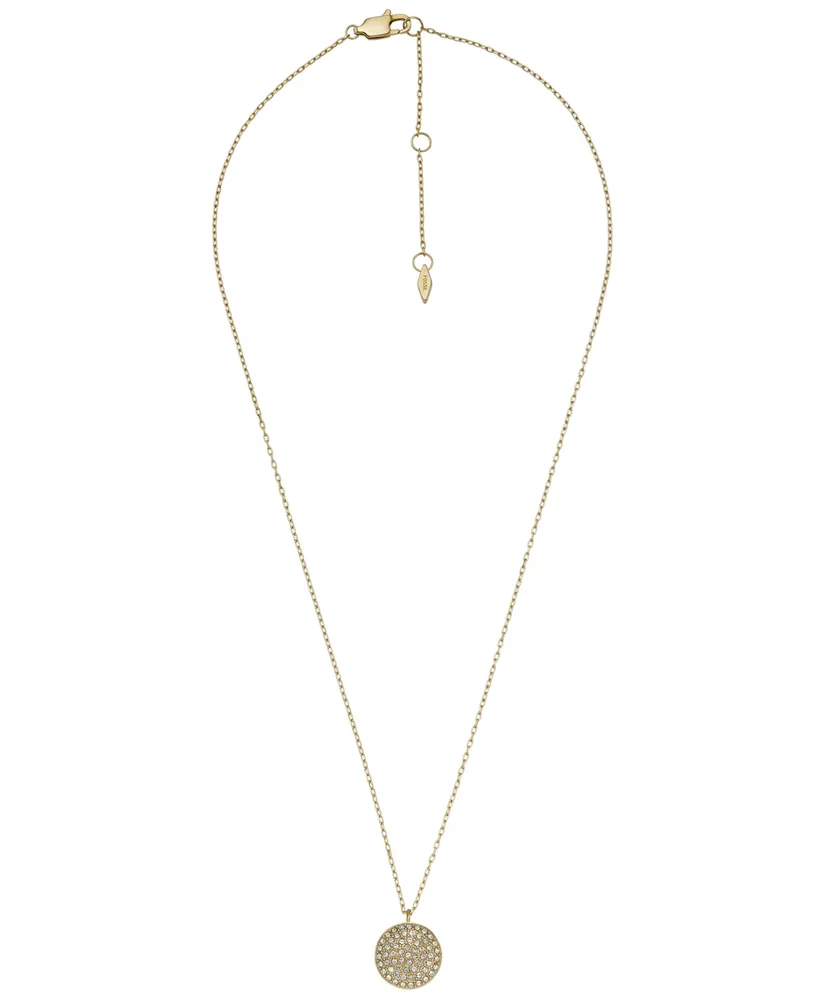 Fossil Sadie Glitz Disc Gold-Tone Stainless Steel Chain Necklace