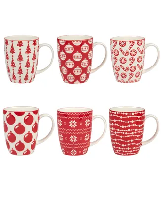 Certified International Peppermint Candy 16 oz Mugs Set of 6, Service for 6