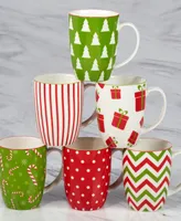 Certified International Holiday Fun 16 oz Mugs Set of 6, Service for 6