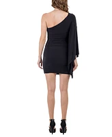 24seven Comfort Apparel Women's One Shoulder Drape Bodycon Dress