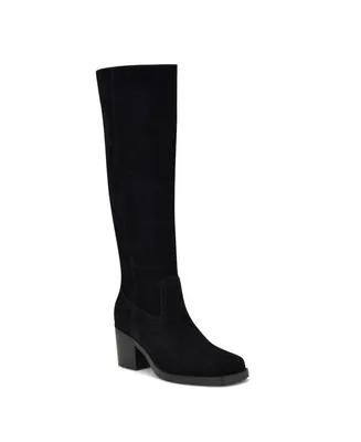 Nine West Women's Koops Square Toe Block Heel Suede Casual Boots