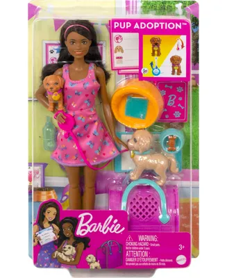 Barbie Doll and Accessories Pup Adoption Playset with Doll, 2 Puppies and Color-Change - Multi