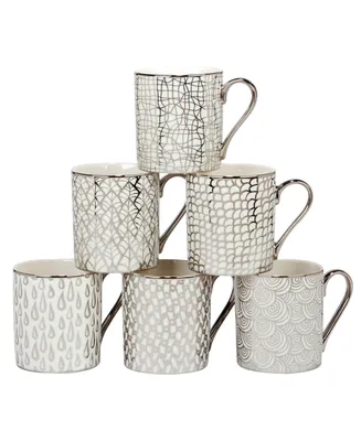 Certified International Mosaic Silver-Tone Plated 16 oz Can Mugs Set of 6